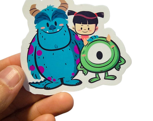 Cute Monster Vinyl Sticker | Sulley, Mike, and Boo Decal